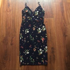 Navy Floral Midi Dress